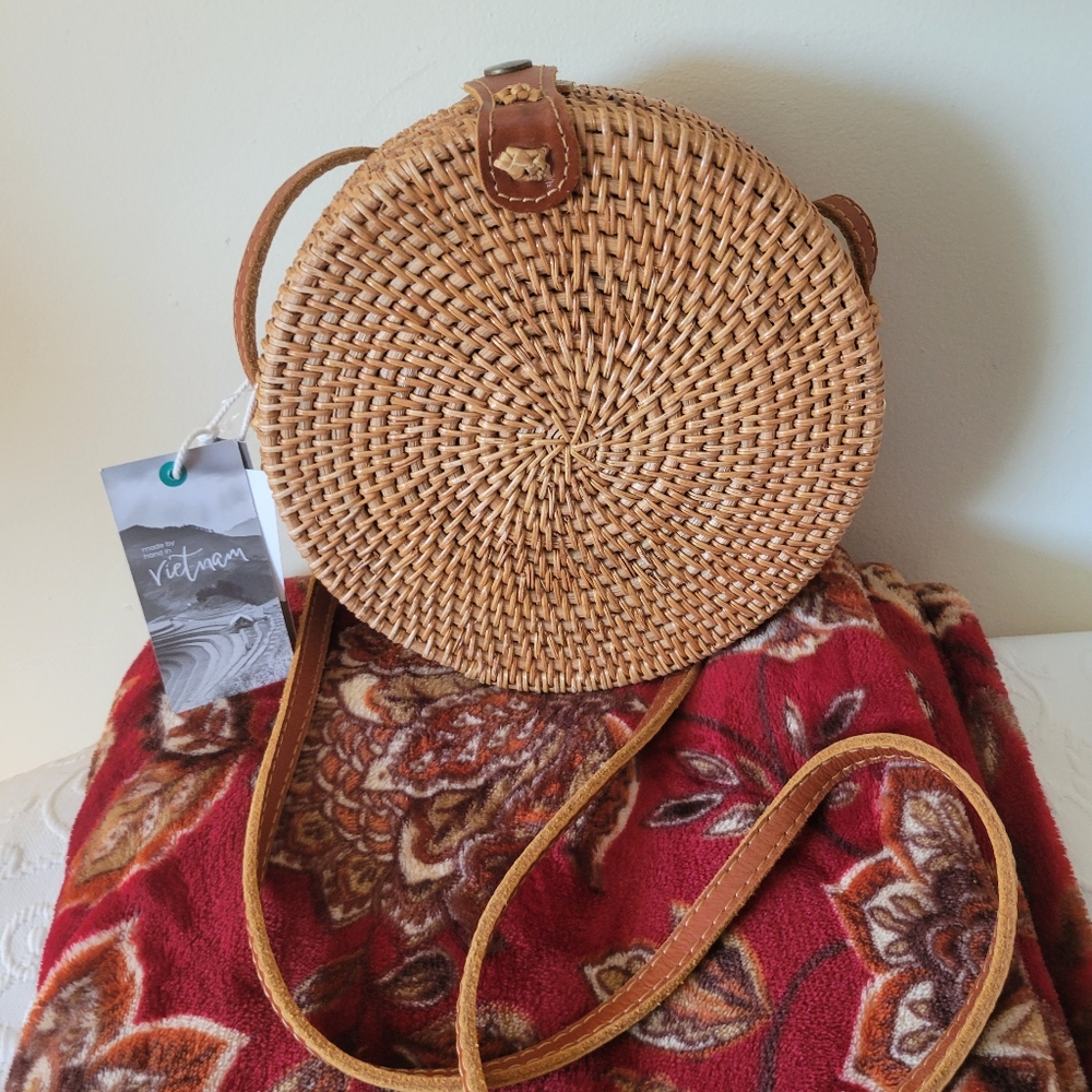 Round Woven Rattan Bag